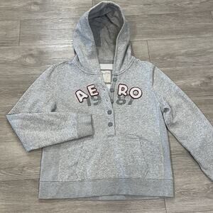 Y2K Aeropostale Sweatshirt Henley Graphic XL Womens Logo Hoodie Casualwear